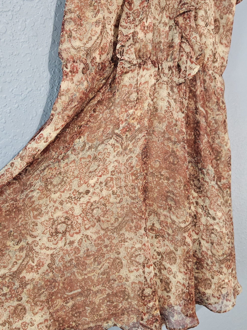 BCBGeneration Rust Floral Ruffle Mini Dress - Picture 3 of 11